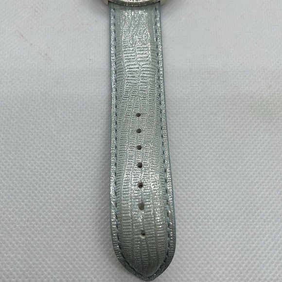 Cavanaugh Large Face Watch Rhinestones Quartz Metallic Genuine Leather Band - Picture 7 of 13